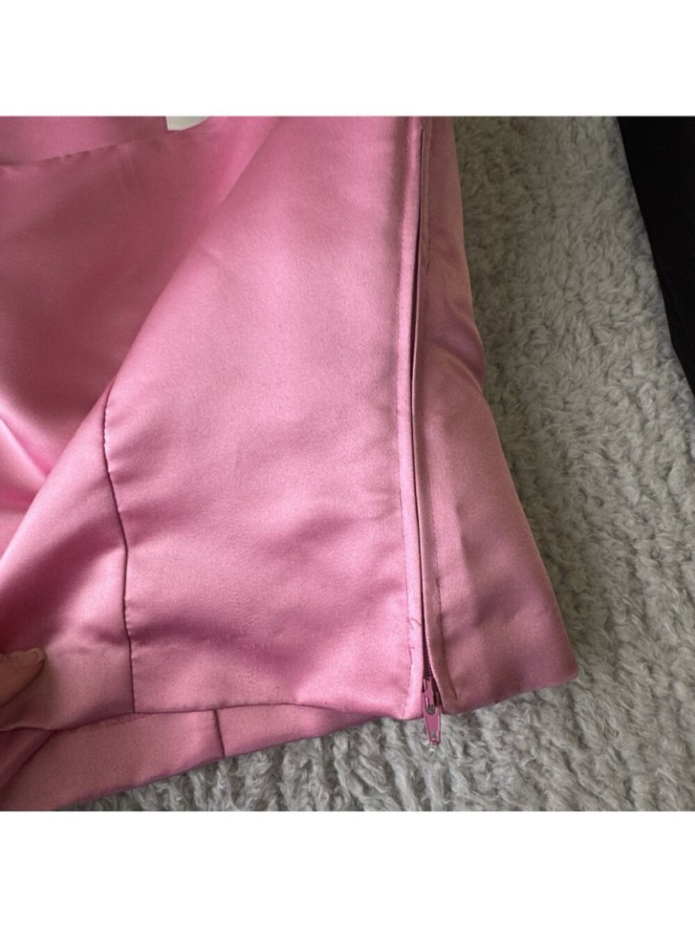 Mid-Century Style Suit 3pc Women's Sz 8 Jacket Black Knit Pink Satin Midi Skirt - Picture 13 of 16